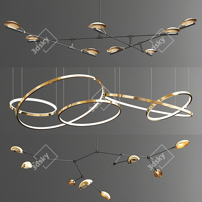 Contemporary Drop Disc Chandelier: Lohja Collection 3D model image 3