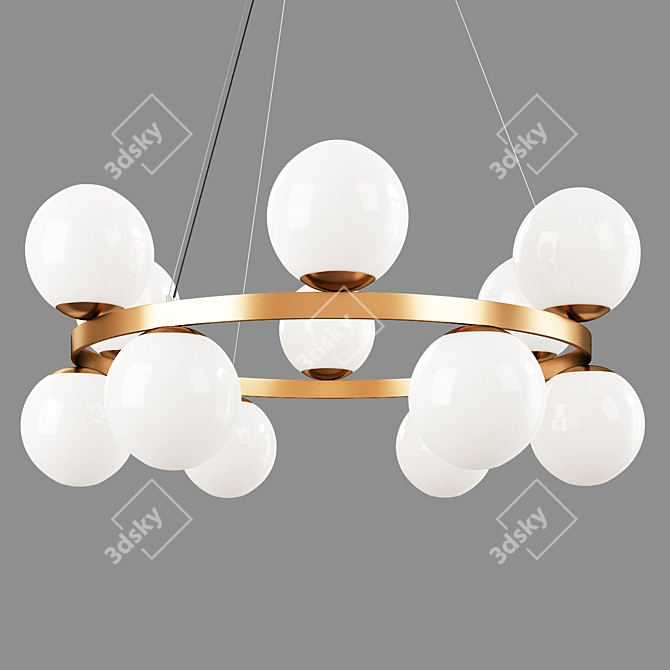 Bubbly Brass Ring Pendant Light 3D model image 1