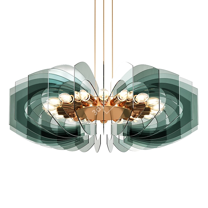 Elegant Colored Glass Chandelier 3D model image 1