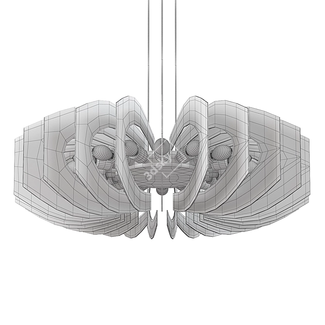 Elegant Colored Glass Chandelier 3D model image 2