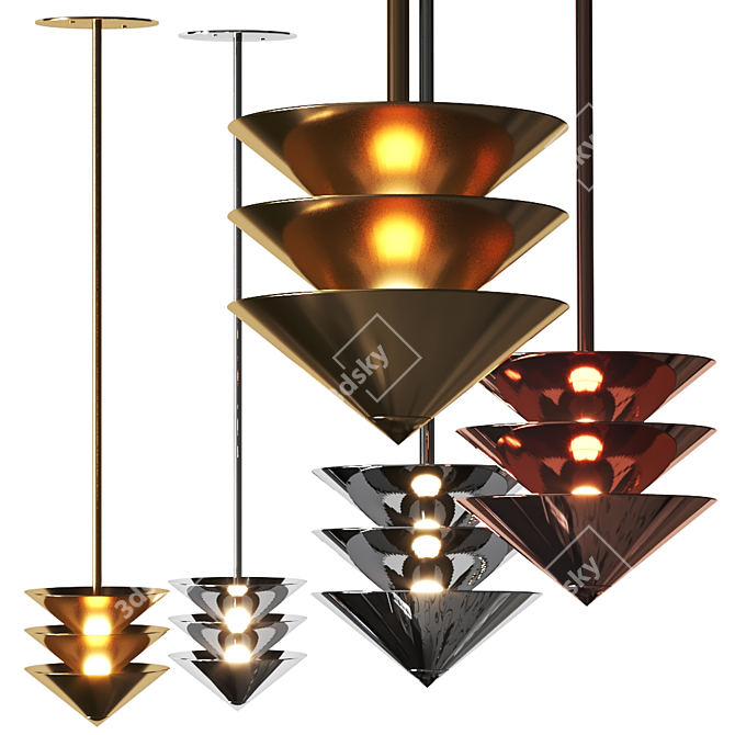 Pyramid Brass LED Chandelier 3D model image 1