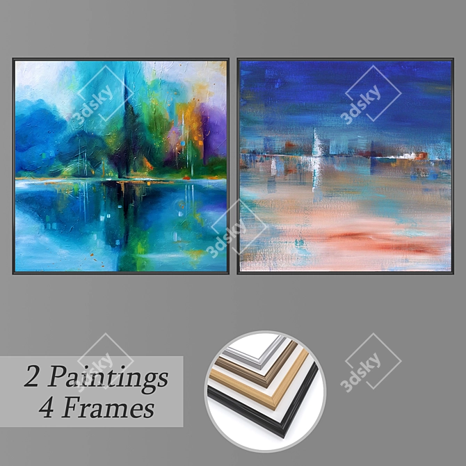 Multi-Framed Wall Paintings Set 3D model image 1