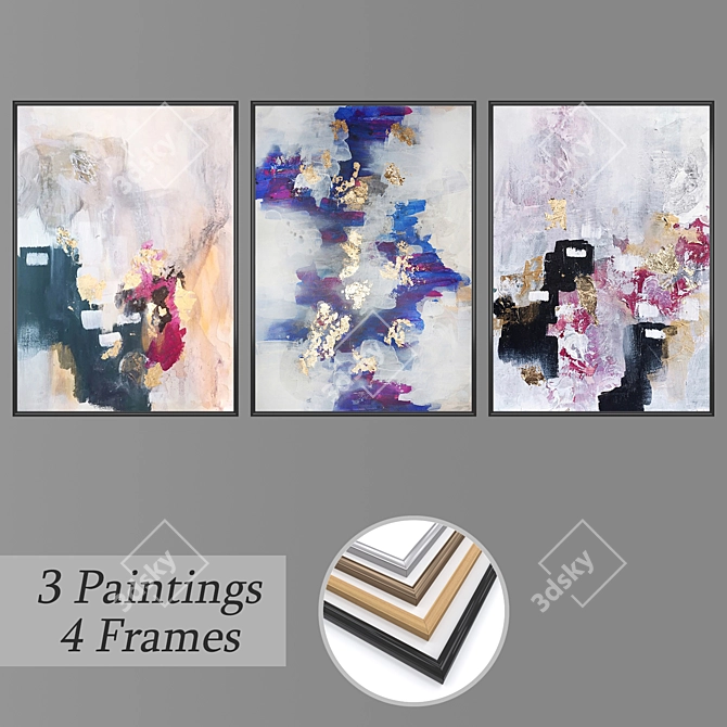 Modern Wall Art Set 3D model image 1