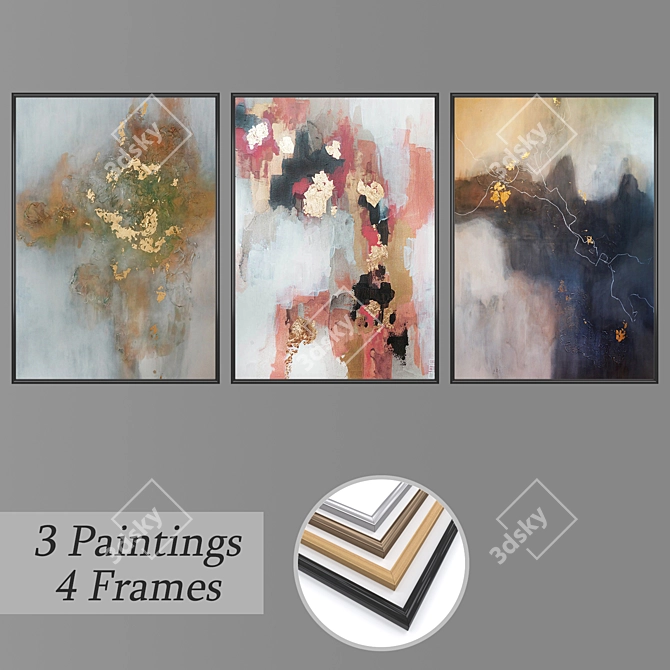 Elegant Wall Art Set 3D model image 1