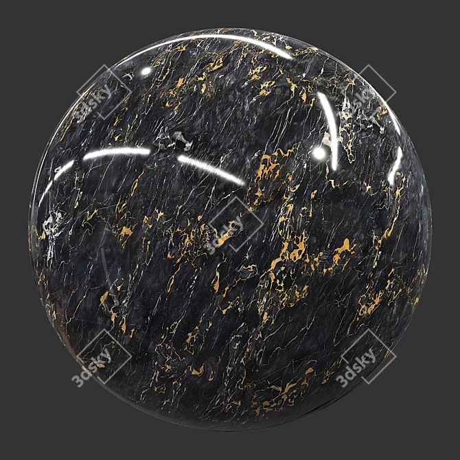 Elegant Black Gold Marble 3D model image 1