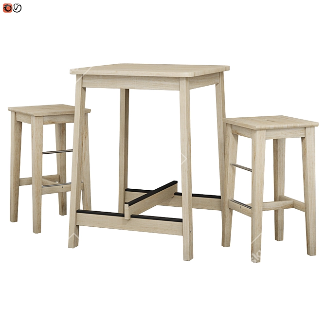 Modern Bar Table and Chair Set 3D model image 1