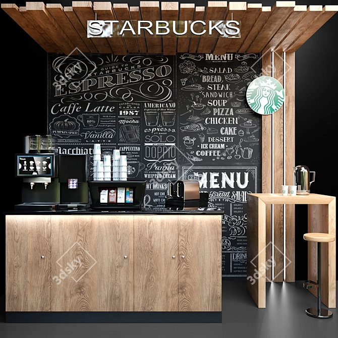 Title: Starbucks Cafe: Coffee, Design, Machines! 3D model image 1