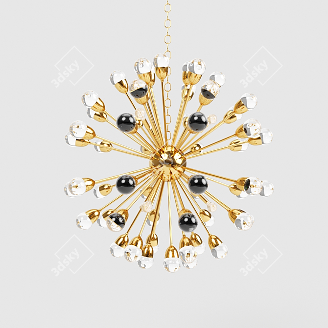 Glamorous Gold Glass Chandelier 3D model image 1