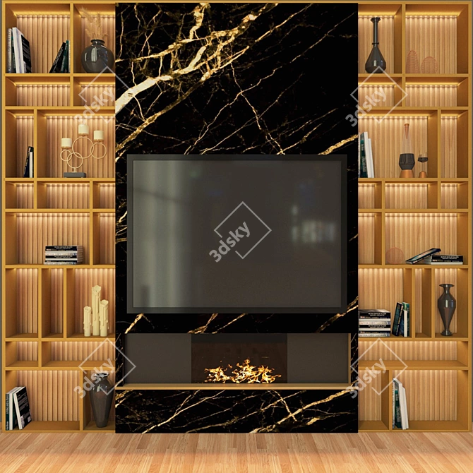 Modern TV Wall Set 3D model image 1