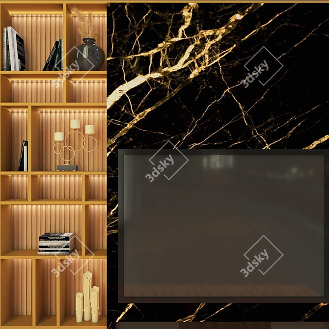 Modern TV Wall Set 3D model image 2