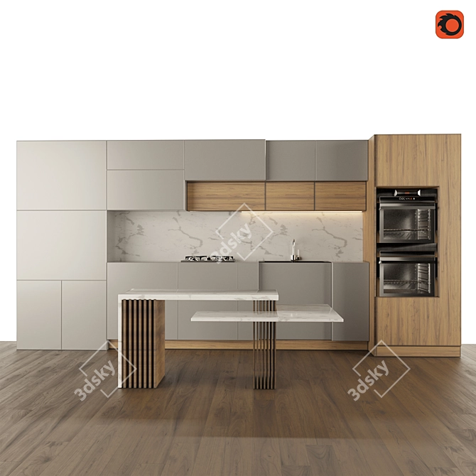 3D Kitchen Model: Realistic Design 3D model image 1