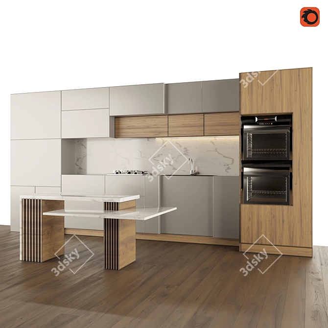 3D Kitchen Model: Realistic Design 3D model image 2