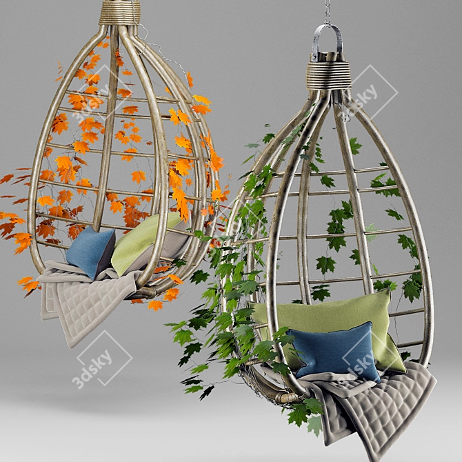 Cozy Hanging Hammock Chair 3D model image 2