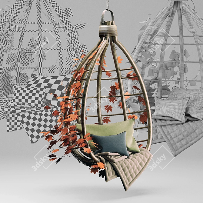 Cozy Hanging Hammock Chair 3D model image 6