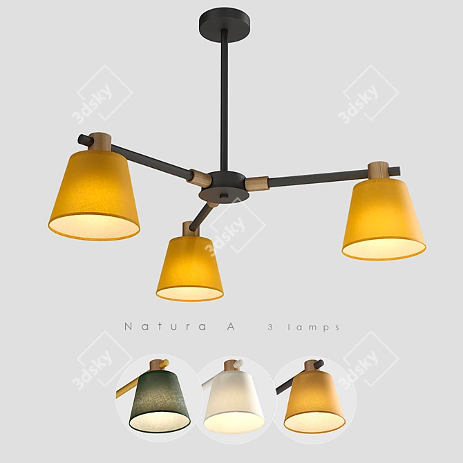 Natura A 3-Lamp Designer Chandelier 3D model image 1