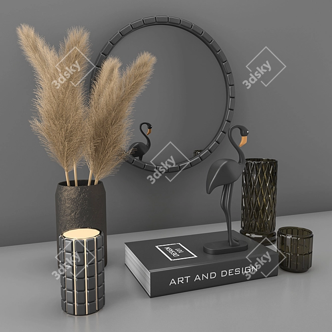 Modern Decorative Set with Dry Plant 3D model image 2