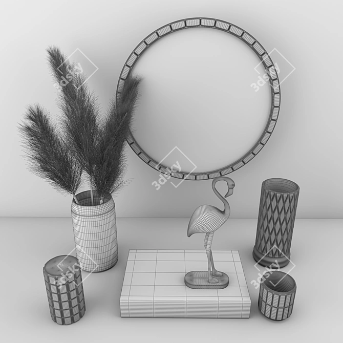 Modern Decorative Set with Dry Plant 3D model image 3