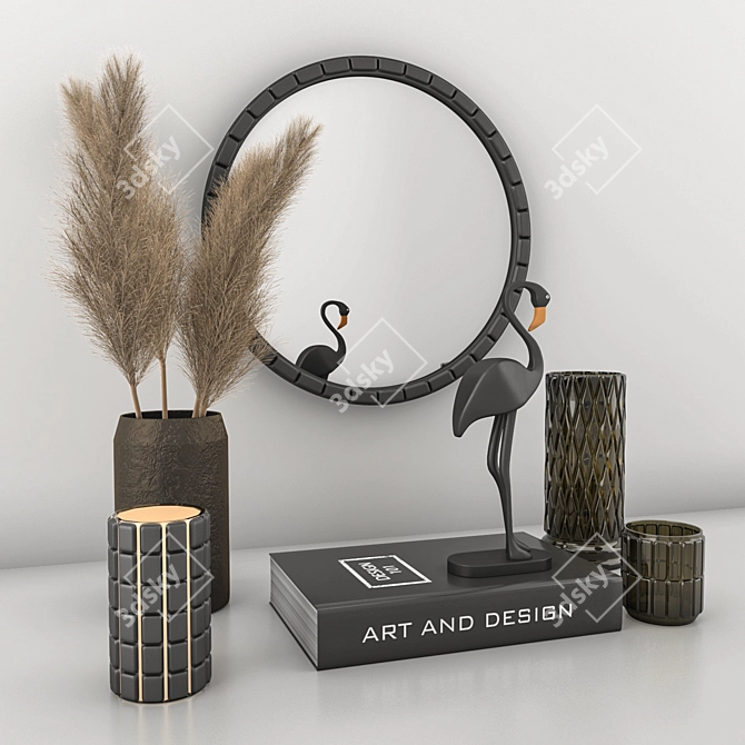 Modern Decorative Set with Dry Plant 3D model image 5