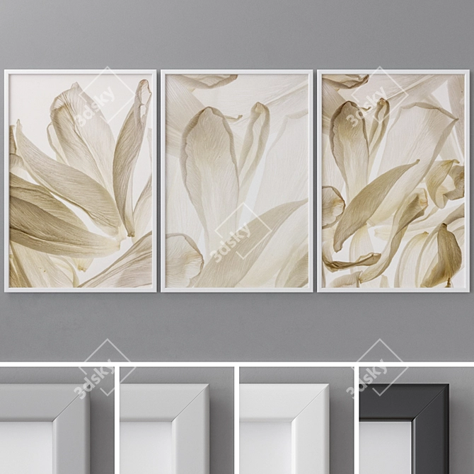 Modern Abstract Triptych Photo Frames 3D model image 1