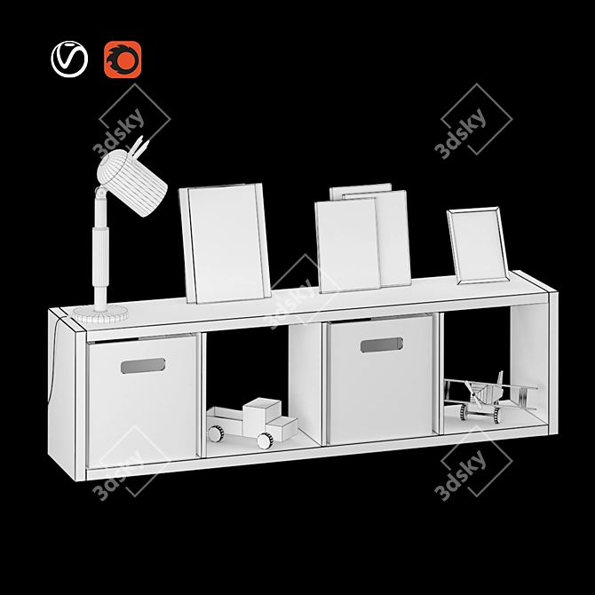 Sleek 42x147cm Shelving Unit 3D model image 2