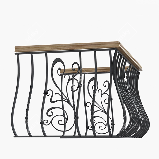 Elegant Balcony Railings 3D model image 2