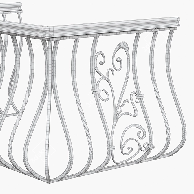Elegant Balcony Railings 3D model image 3