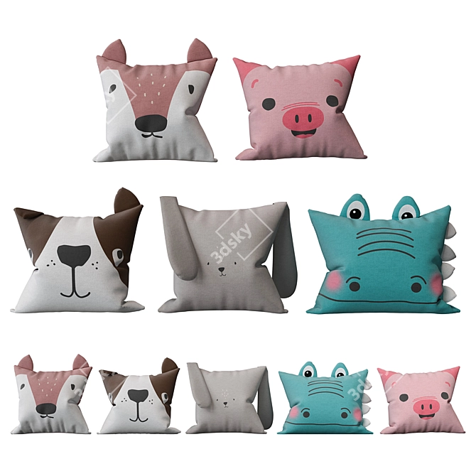 H&M Kids Cushions Set of 5 3D model image 1