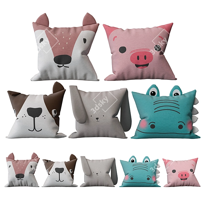 H&M Kids Cushions Set of 5 3D model image 3