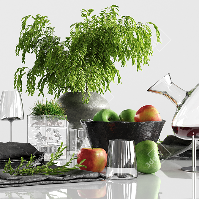 Fresh Apple Table Set 3D model image 2