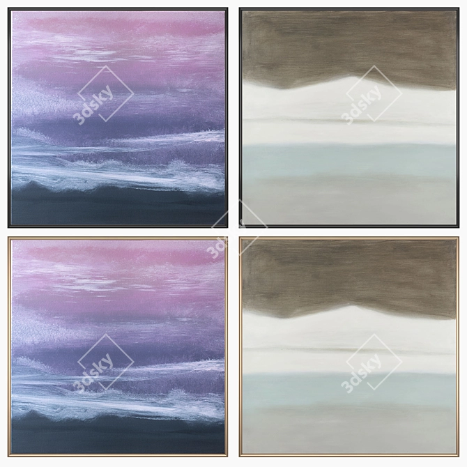 Decor Set: 2 Paintings & 4 Frames 3D model image 2