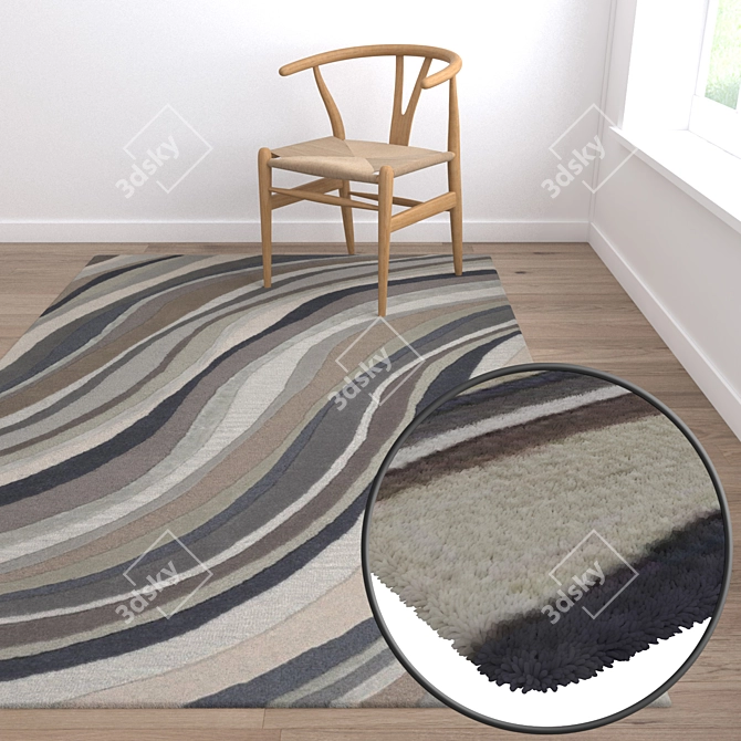 Luxury Carpet Set: 3 High-Quality Textured Rugs 3D model image 5
