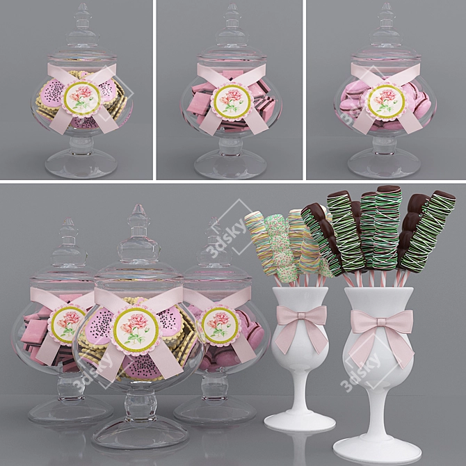 Sweet Delights: Candy Jars & Marshmallows 3D model image 1