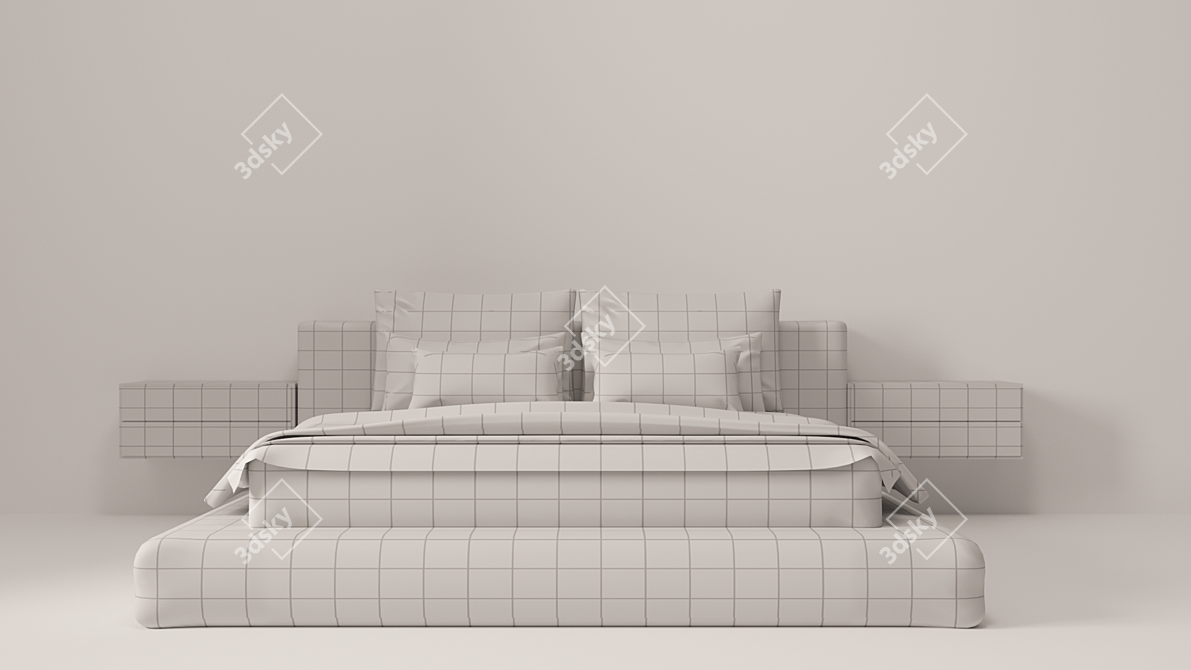 Modern Queen Size Bed 3D model image 3