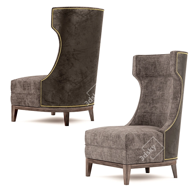 Elegant Parker Wing Chair 3D model image 1