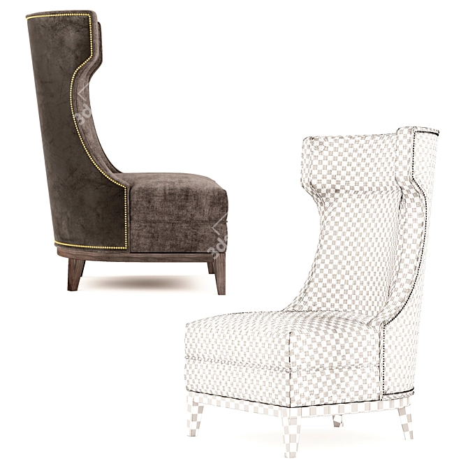 Elegant Parker Wing Chair 3D model image 2