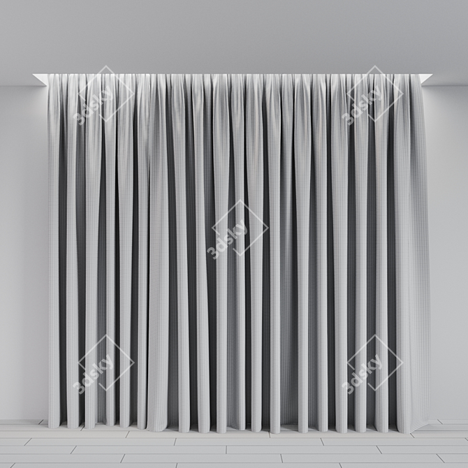 Title: Colorful Curtain and Tulle Set 3D model image 3