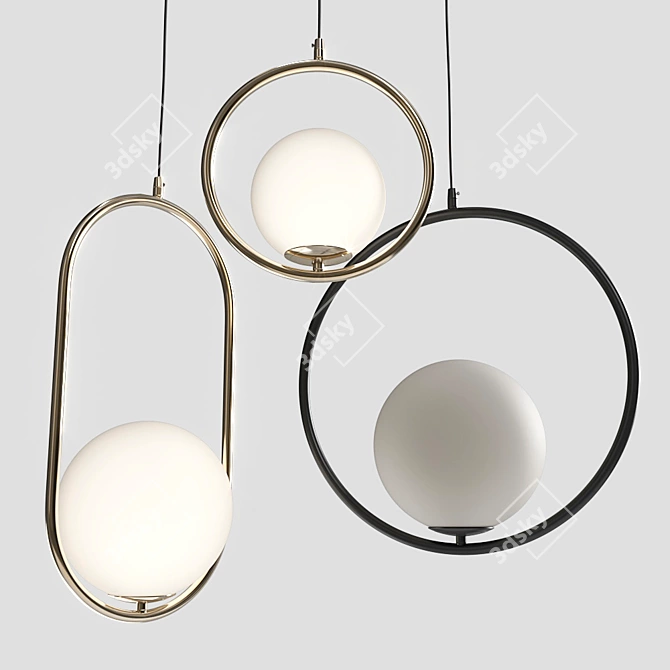 Stylish Hoop Pendant Lights | Multiple Configurations 3D model image 3