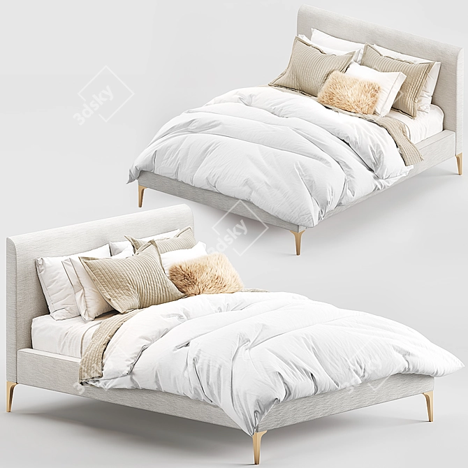 West Elm Andes Deco Upholstered Bed 3D model image 1