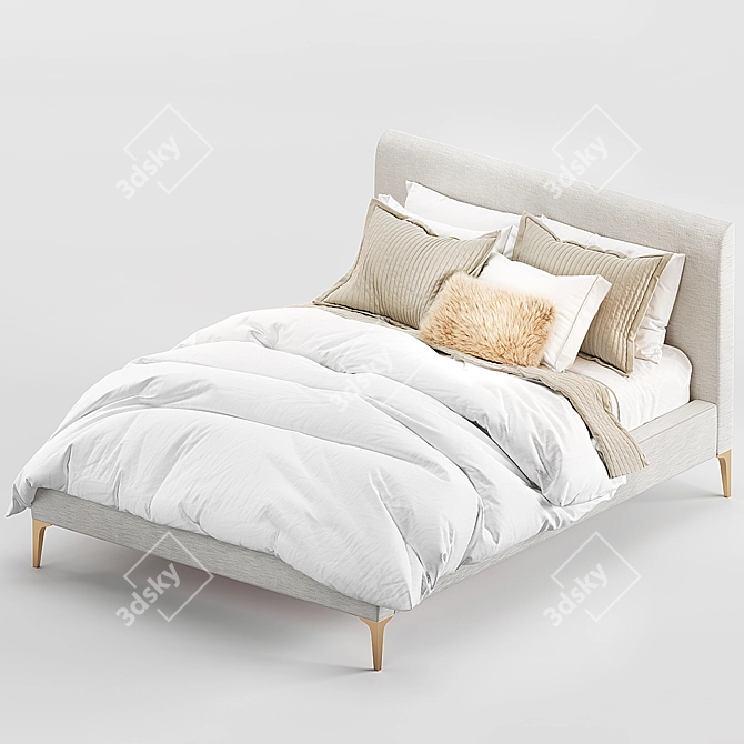 West Elm Andes Deco Upholstered Bed 3D model image 2