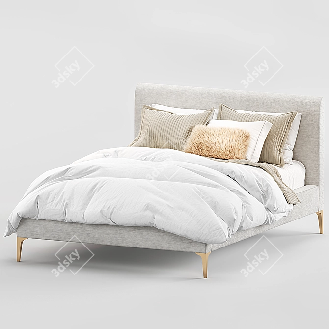 West Elm Andes Deco Upholstered Bed 3D model image 4