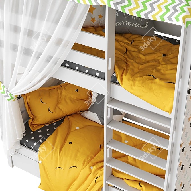 Madrid 2-Tiered House Children's Bed 3D model image 4