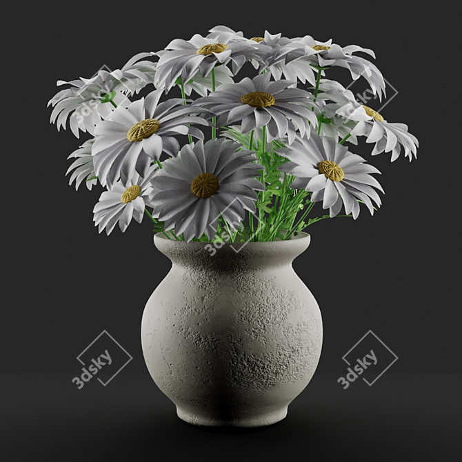 Delicate Daisy Vase Bouquet 3D model image 1