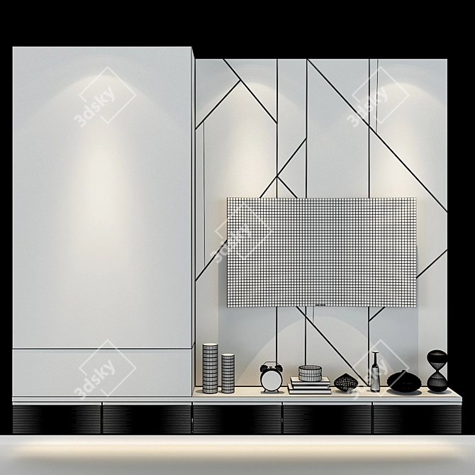 Modern White Birch Cabinet 3D model image 3