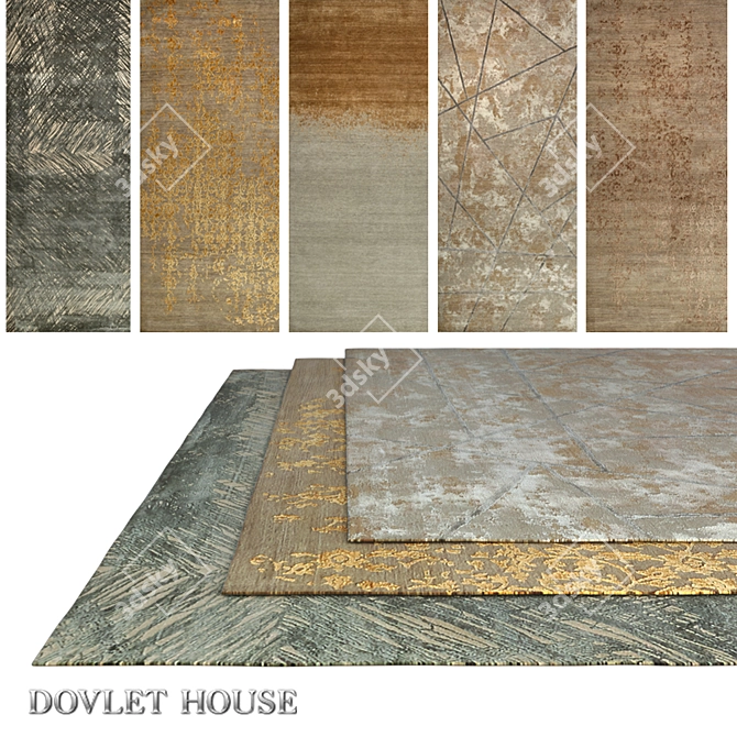 Dovlet House Carpets Set - Unique 5-Piece Collection (Part 529) 3D model image 1