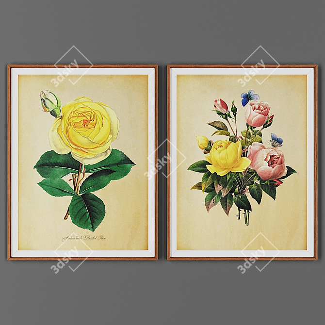 2-Piece Wooden Picture Frame Set 3D model image 1