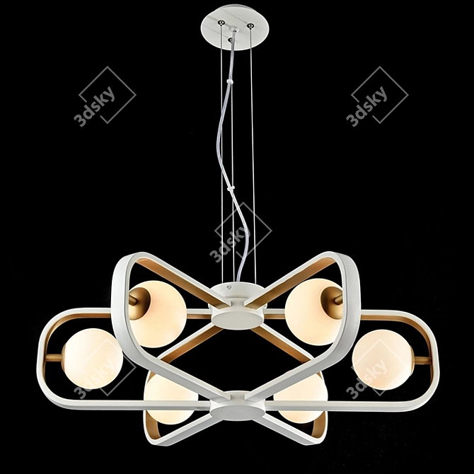 Chandelier MAYTONI  Elegant White/Gold Metal and Glass Fixture 3D model image 2