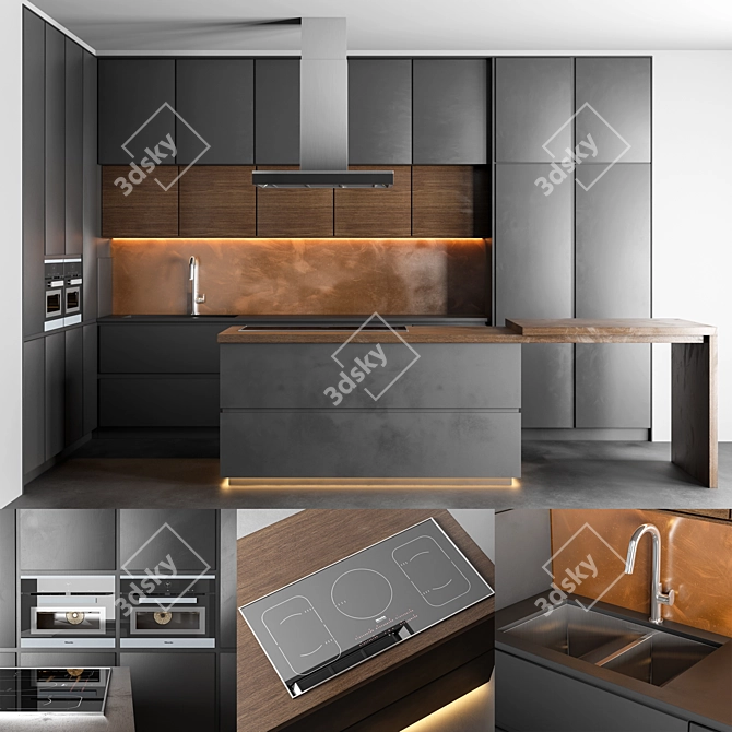 Modern Miele Kitchen Set 3D model image 1