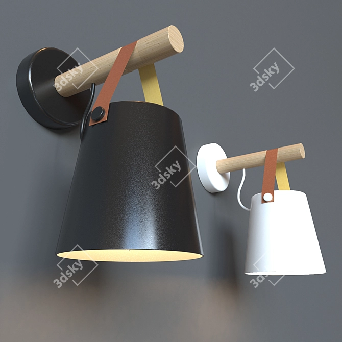 Elegant Wooden Wall Light - 4K Texture 3D model image 1