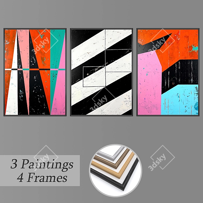 Diverse Wall Painting Set 3D model image 1