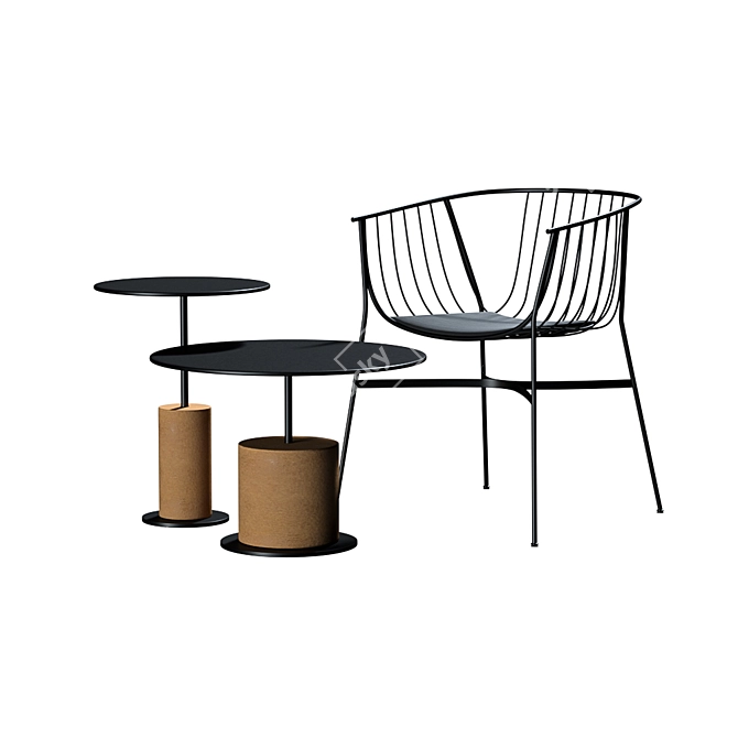 Modern Outdoor Seating: Jeanette Chair & Louie Table 3D model image 1